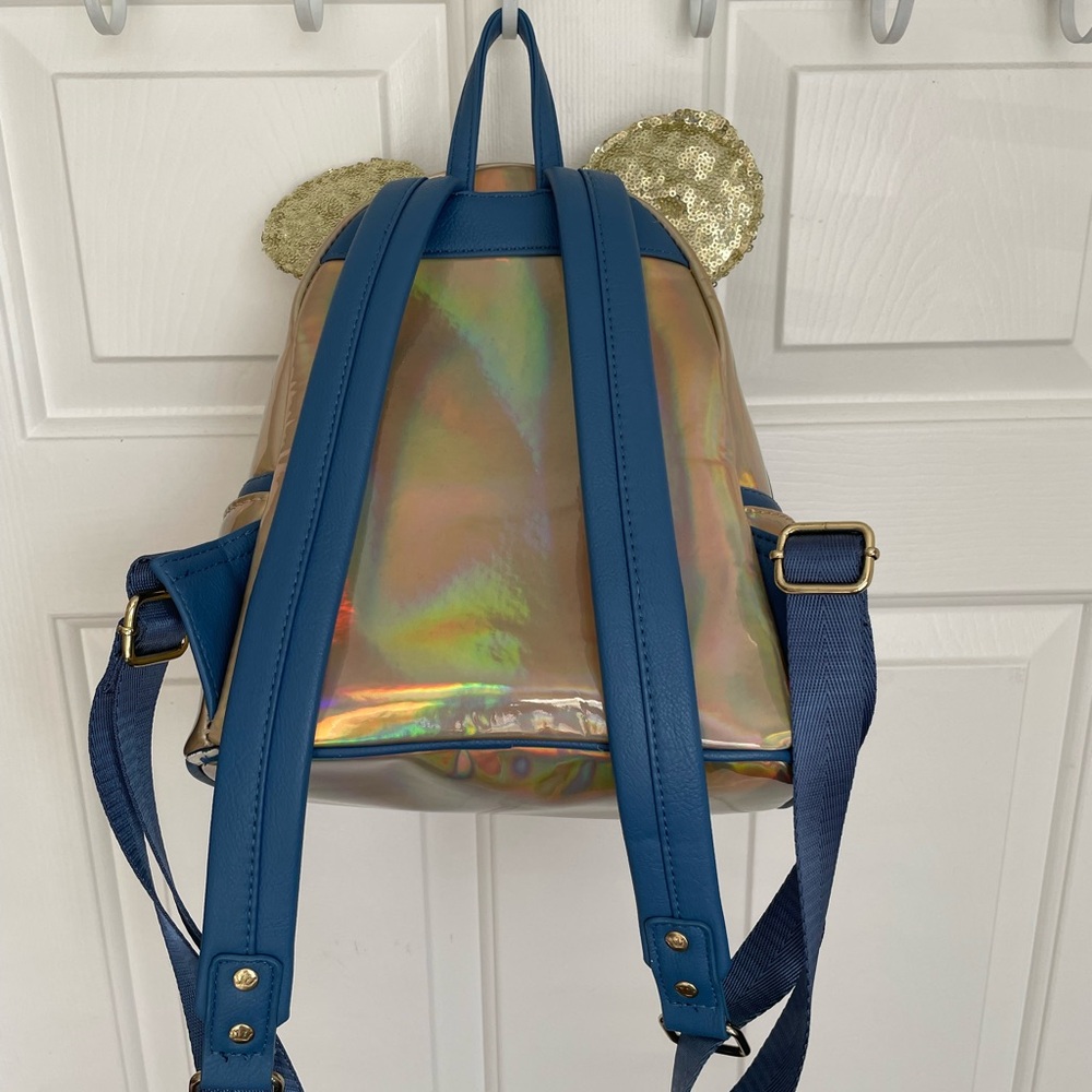 Loungefly Gold and Blue Sequin Backpack - Picture 2 of 5